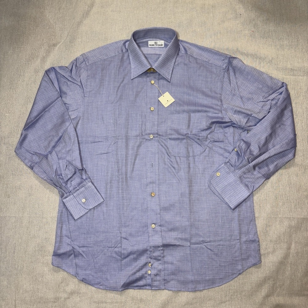 Pierre Balmain Paris Button Up Shirt Men's Size 42 16.5 Long Sleeve Lilac Purple